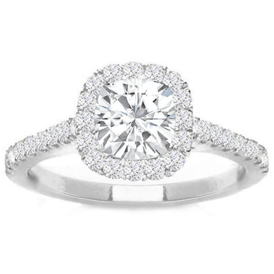Celina Cushion Halo Diamond Engagement Ring in 14K White Gold; 0.56 ct