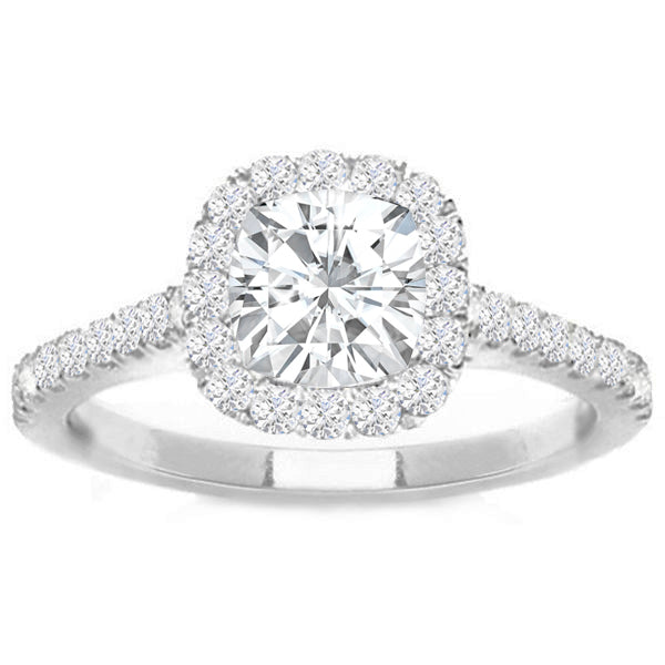 Celina Cushion Halo Diamond Engagement Ring in 14K White Gold; 0.56 ct
