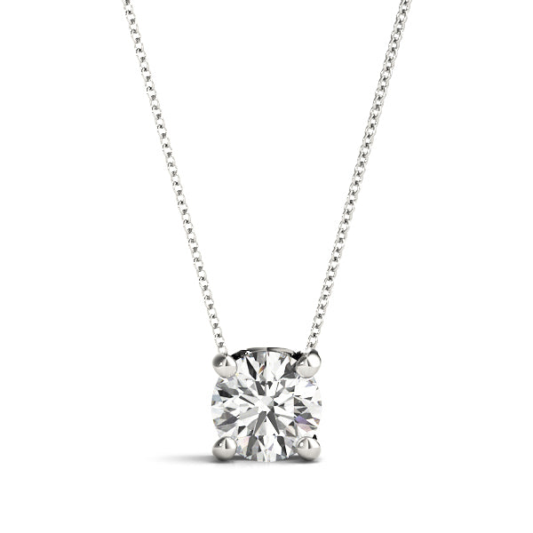 Round Diamond Solitaire Pendant in 14k WG; .25 CTW