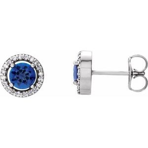 14K Yellow Gold Natural Aquamarine & 1/6 CTW Natural Diamond Earrings