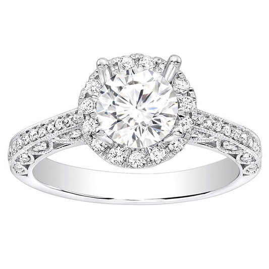 Natalie Vintage Halo Diamond Engagement Ring in 14K White Gold: 0.31 ctw
