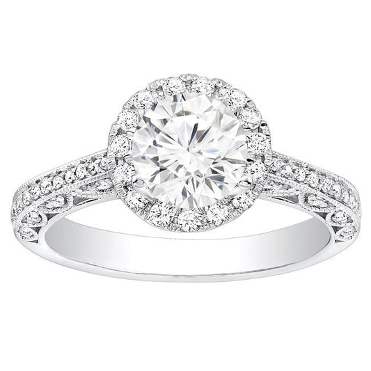 Natalie Vintage Halo Diamond Engagement Ring in 14K White Gold: 0.31 ctw