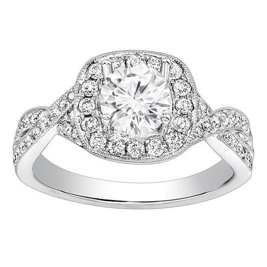 Criss Cross Halo Diamond Ring in 14K White Gold; 0.50 ctw