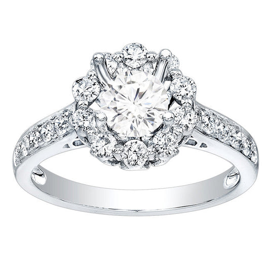Zinnia Halo Engagement Ring; Diamond 0.60 ctw