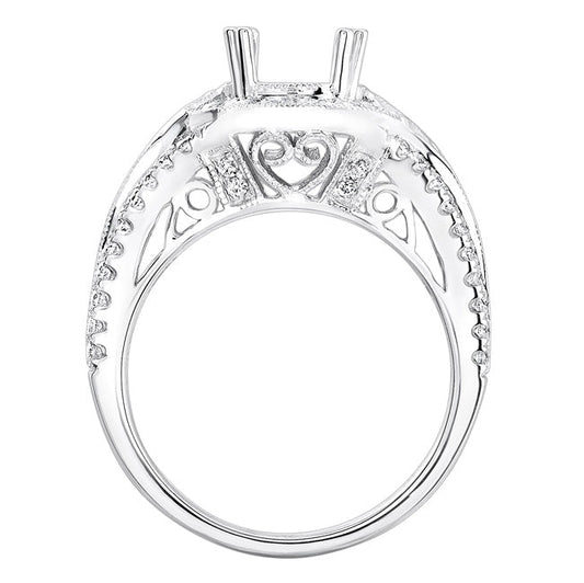 Rozalina Milgrain Diamond Engagement Ring in 14k White Gold; Diamond 0.90 ctw