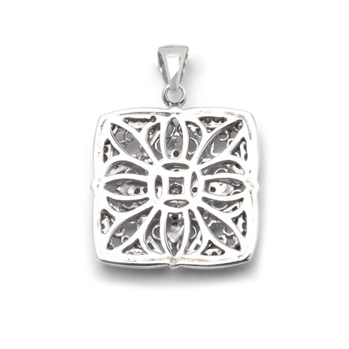 14k White Gold Milgrain Diamond Pendant; 0.25 CTW