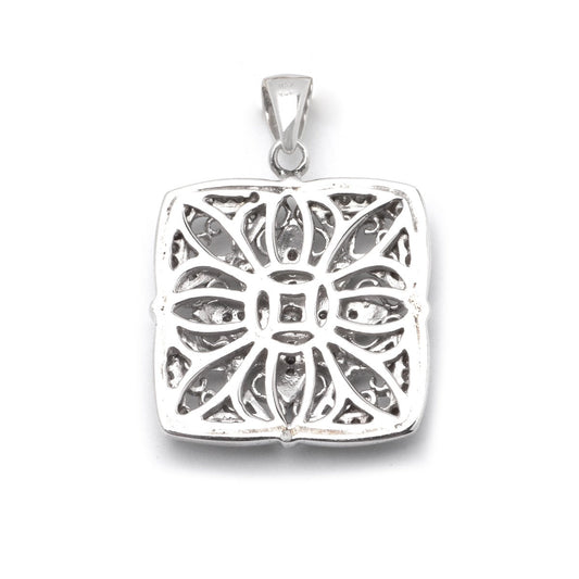 14k White Gold Milgrain Diamond Pendant; 0.25 CTW