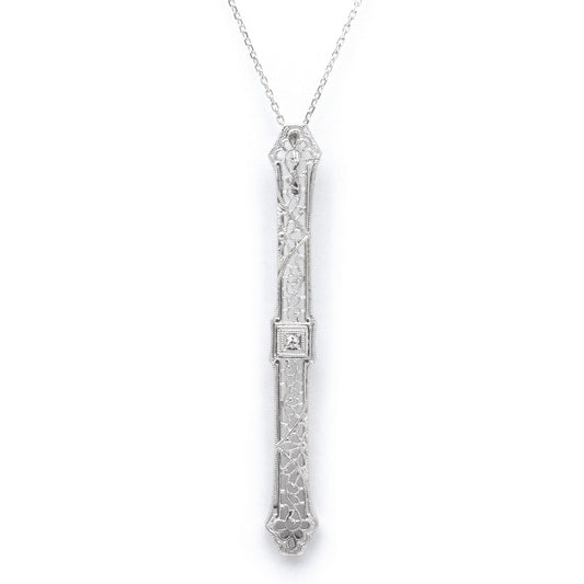 Antique Filigree Pendant in 14k White Gold