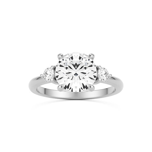 Heart Split Band Engagement Ring Three Stone Setting With 14.6 Carat Cushion Shape Lab Grown Diamond